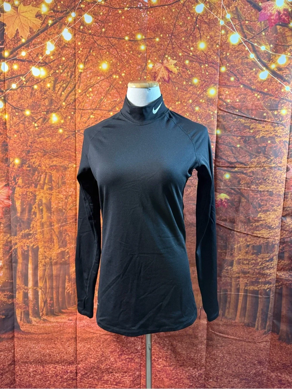 Nike Black Long-Sleeve Mock Neck Athletic Top